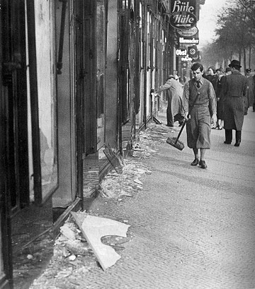 Cleaning the street after Kristallnacht